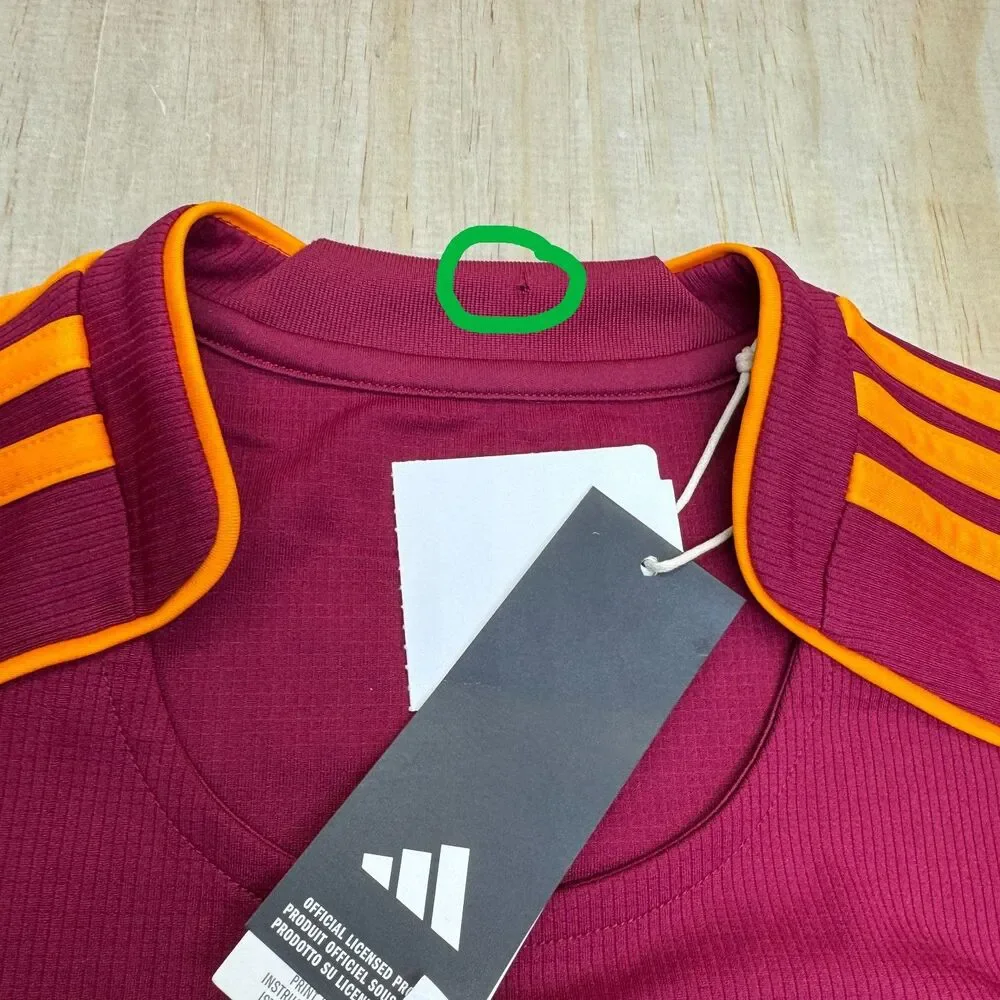NEW AS Roma Adidas 2025/26 Home Stadium Short Sleeve Soccer Jersey Sz LG
